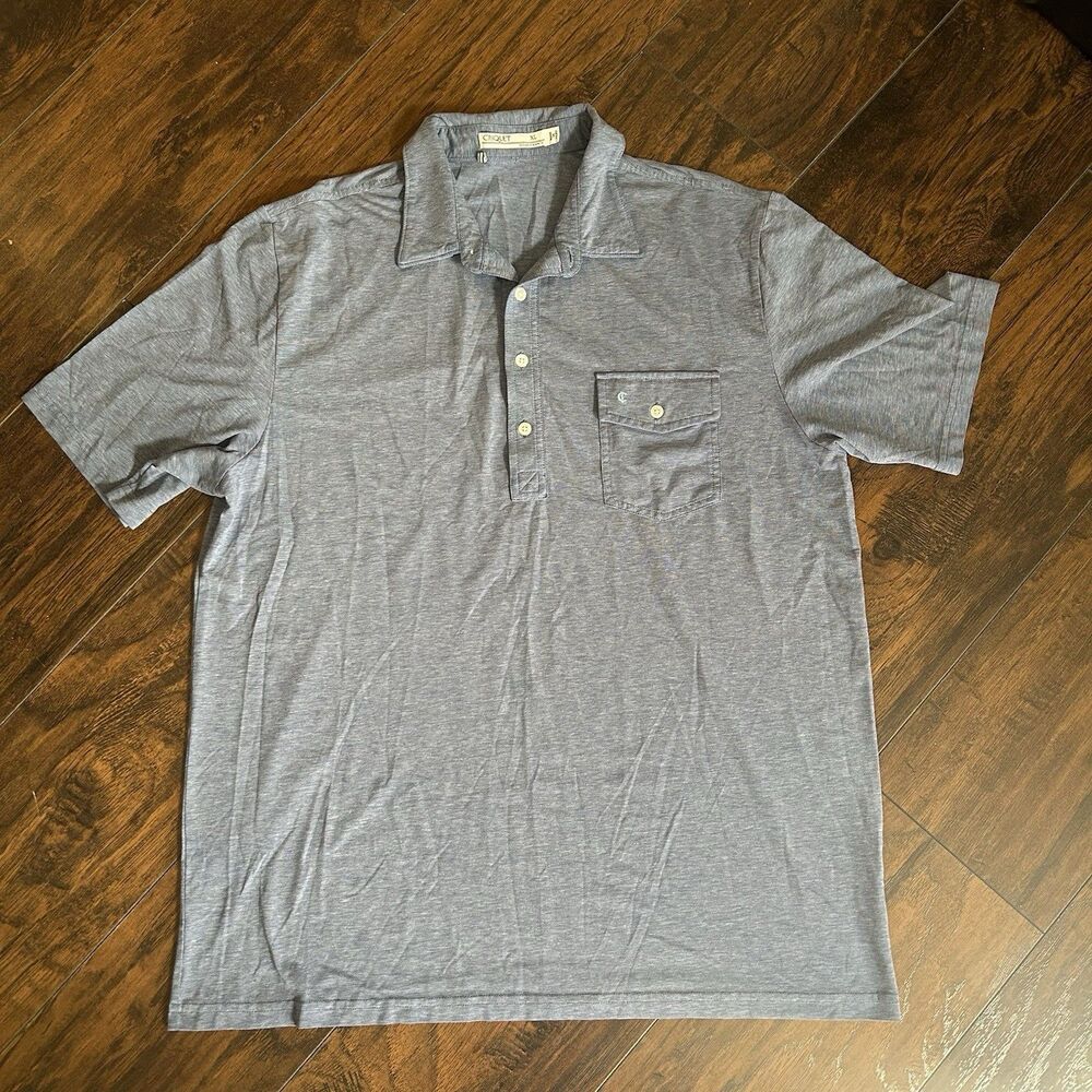 Criquet Blue Polo Shirt Mens Pima Cotton Golf Short Sleeve Size XL Soft